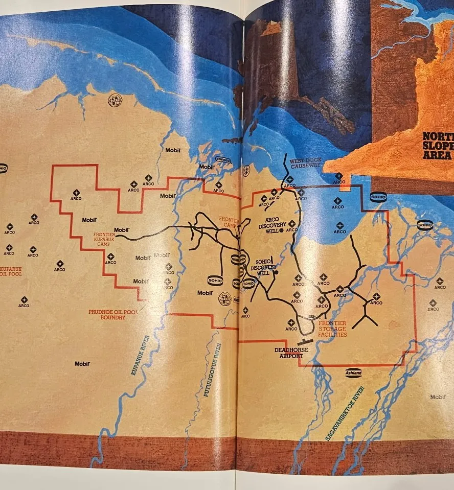 Builder of the North Slope brochure map of the Prudhoe Bay area