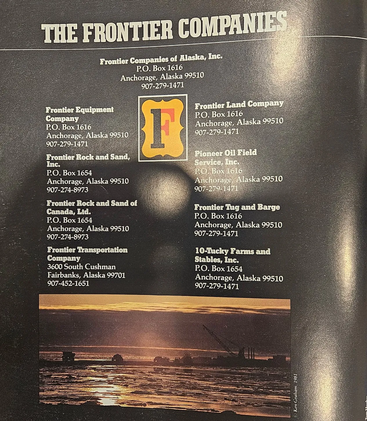 The Frontier Companies of Alaska brochure page with the original logo