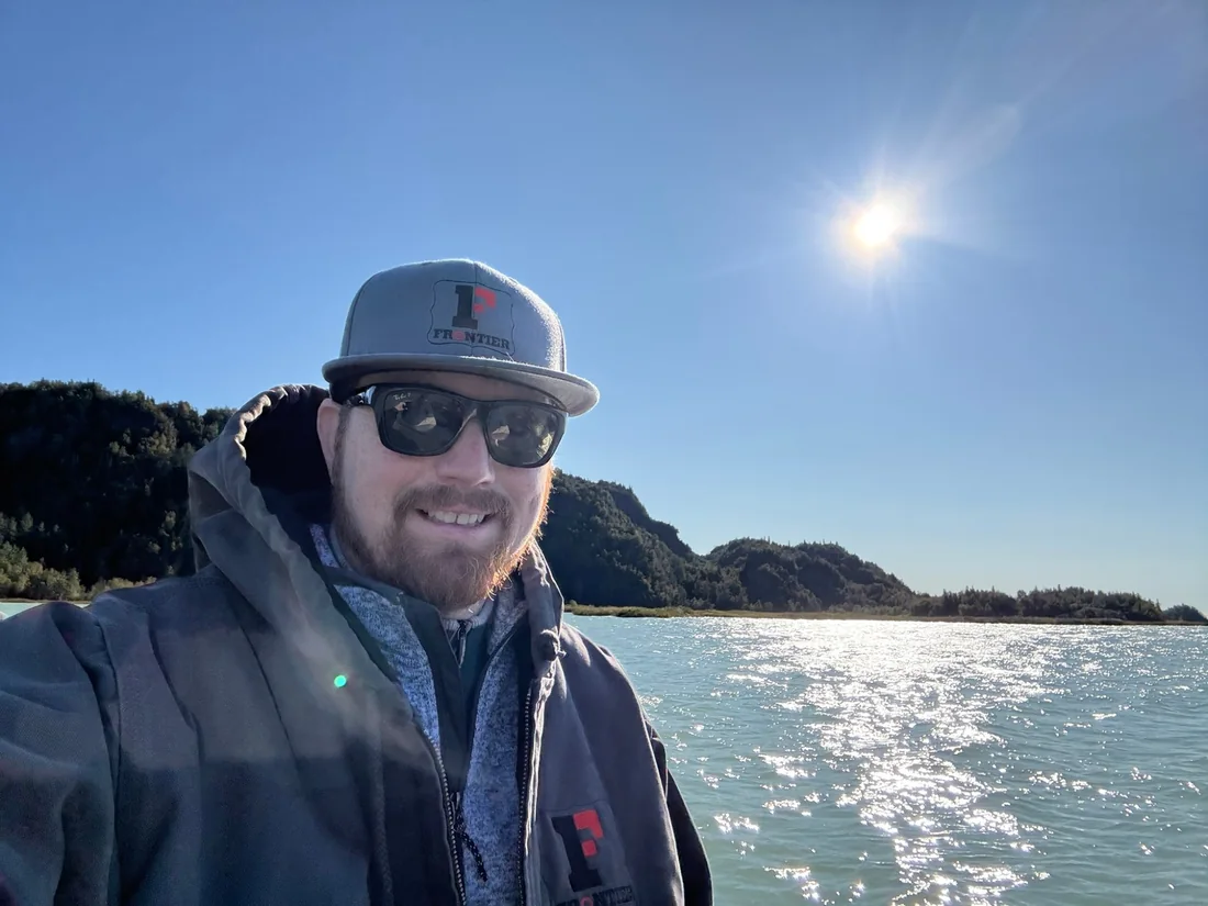 Seth Church of Frontier Equipment Company on the water near Prudhoe Bay, Alaska